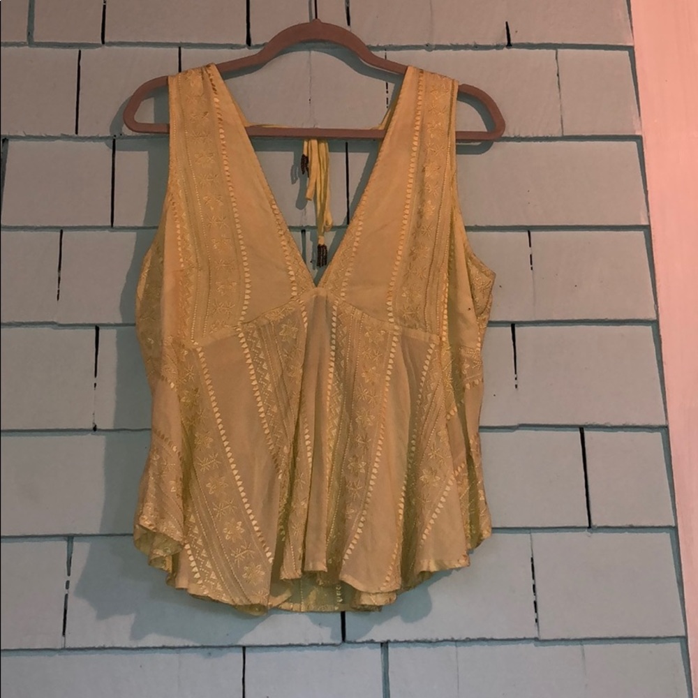 Free People yellow dress top